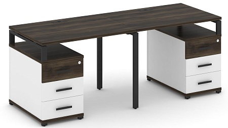 Рабочая станция на 2 места с двумя опорными тумбами CN.ORS-317 B/W