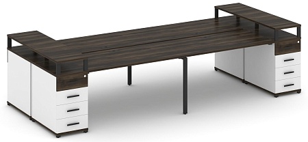 Рабочая станция на 6 мест с шестью опорными тумбами CN.DRS-443 B/W