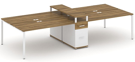 Рабочая станция на 6 мест с четыремя опорными тумбами CN.DRS-440 B/W