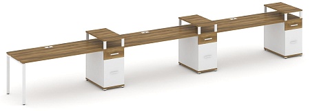 Рабочая станция на 3 места с тремя опорными тумбами CN.ORS-464 B/W