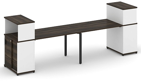 Рабочая станция с опорными шкафом купе с надставкой низкой CN.ORS-238 B/W