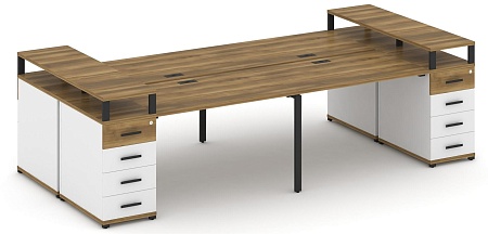 Рабочая станция на 6 мест с шестью опорными тумбами CN.DRS-442 B/W