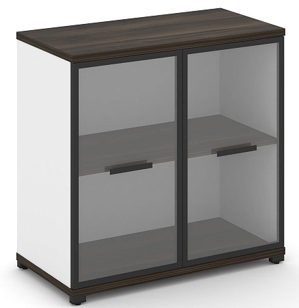 Шкаф две широкие секции, 2 ниши (2 фасада стекло прозрачное в раме, 2 ниши) CN.STS-213 RP B/W