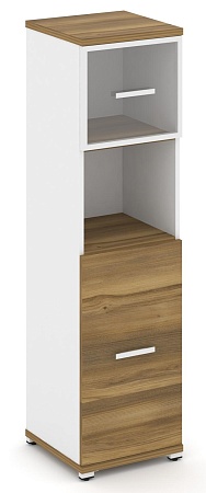 Шкаф одна узкая секция, 4 ниши (фасад ЛДСП, 2 ниши + фасад стекло прозрачное в раме,  1 ниша) CN.STU-415 RP B/W