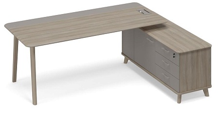 Стол руководителя с опорной тумбой правый (тип 1) WOOD ТМ В2 104