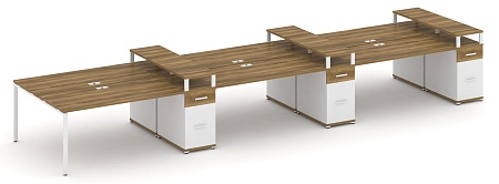 Рабочая станция на 6 мест с шестью опорными тумбами CN.DRS-480 B/W