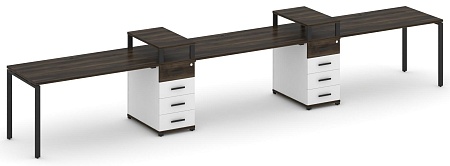 Рабочая станция на 3 места с двумя опорными тумбами CN.ORS-451 B/W