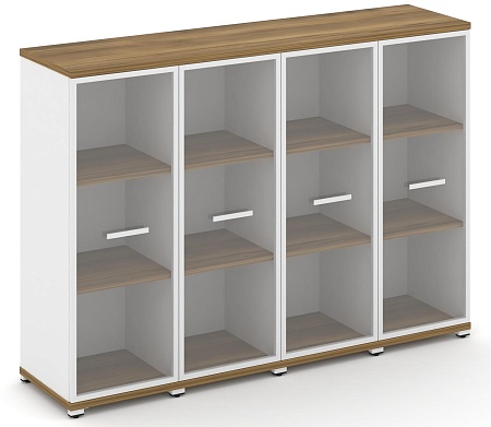 Шкаф четыре узкие секции, 3 ниши (4 фасада стекло прозрачное в раме, 3 ниши) CN.STU-346 RP B/W