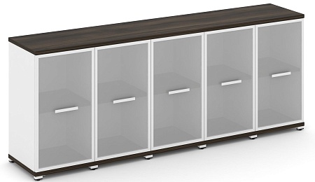 Шкаф пять узких секций, 2 ниши (5 фасадов стекло белое матовое в раме, 2 ниши) CN.STU-253 RM B/W