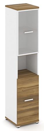 Шкаф одна узкая секция, 5 ниш (фасад ЛДСП  на 2 ниши + фасад стекло белое матовое в раме, на 2 ниши) CN.STU-513 RM B/W