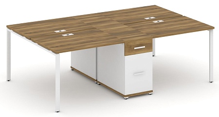 Рабочая станция на 4 места с двумя опорными тумбами CN.DRS-421 B/W