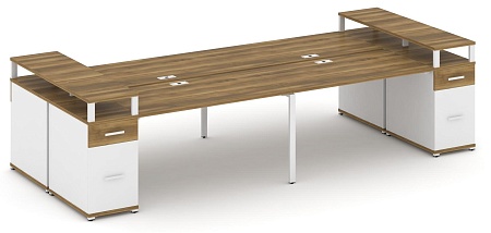 Рабочая станция на 6 мест с шестью опорными тумбами CN.DRS-447 B/W