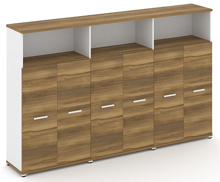 Шкаф три широкие секции, 4 ниши (6 фасадов ЛДСП, 3 ниши ) CN.STS-433 B/W