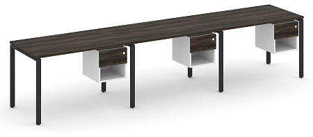 Рабочая станция односторонняя с подвесными тумбами на 3 места CN.ORS-138 B/W