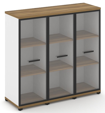 Шкаф три узкие секции, 3 ниши (3 фасада стекло прозрачное в раме, 3 ниши) CN.STU-336 RP B/W