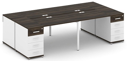 Рабочая станция на 4 места с двумя опорными тумбами CN.DRS-425 B/W