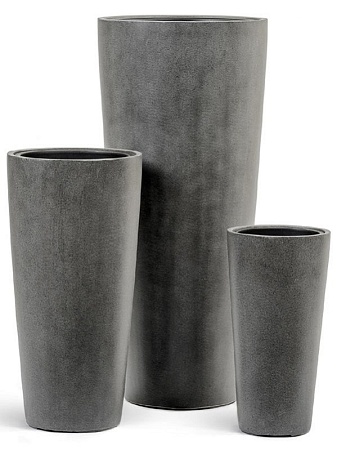 Кашпо TREEZ Effectory Beton Высокий конус Тёмно-серый бетон в-90 см, д-40 см