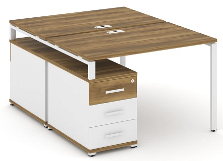 Рабочая станция на 2 места с двухсторонней опорной тумбой CN.DRS-302 B/W