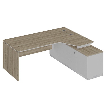 Стол руководителя эргономичный (опора ДСП) на опорной тумбе правый СИ 120