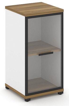 Шкаф одна узкая секция, 2 ниши (фасад стекло прозрачное в раме, 2 ниши) CN.STU-213 RP B/W