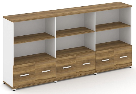 Шкаф три широкие секции, 3 ниши (6 фасадов ЛДСП, 1 ниша) CN.STS-331 B/W