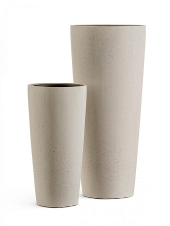 Кашпо TREEZ Effectory Beton Высокий конус Белый песок в-90 см, д-40 см