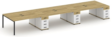 Рабочая станция на 6 мест с четыремя опорными тумбами CN.DRS-460 B/W