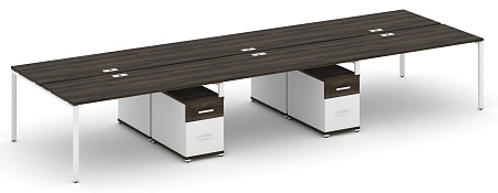 Рабочая станция на 6 мест с двумя двухсторонними опорными тумбами CN.DRS-348 B/W