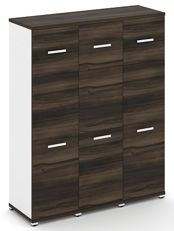 Шкаф 3 узкие секции, 4 ниши (3 фасада ЛДСП, 3 ниши + 3 фасада стекло белое матовое в раме, 1 ниша) CN.STU-434 B/W