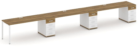 Рабочая станция на 3 места с тремя опорными тумбами CN.ORS-444 B/W