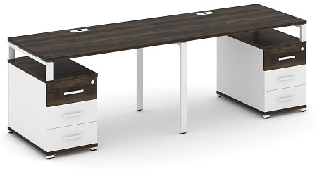 Рабочая станция на 2 места с двумя опорными тумбами CN.ORS-318 B/W