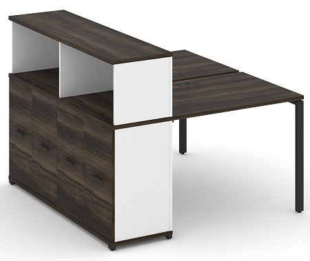 Рабочая станция с опорным распашным шкафом с надставкой низкой CN.DRS-225 B/W