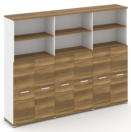 Шкаф три широкие секции, 5 ниш (6 фасадов ЛДСП, 3 ниши) CN.STS-534 B/W
