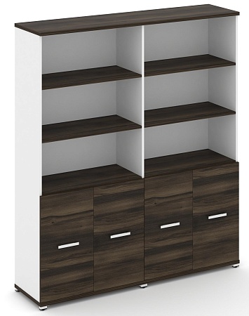 Шкаф две широкие секции, 5 ниш (4 фасада ЛДСП, 2 ниши) CN.STS-521 B/W