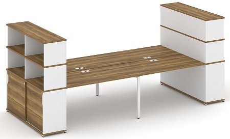 Рабочая станция с опорными шкафами купе с надставкой высокой CN.DRS-287 B/W