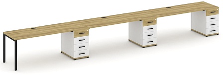 Рабочая станция на 3 места с тремя опорными тумбами CN.ORS-444 B/W