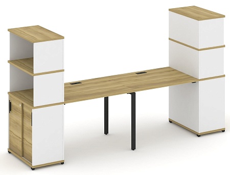 Рабочая станция с опорными шкафом купе с надставкой высокой CN.ORS-241 B/W