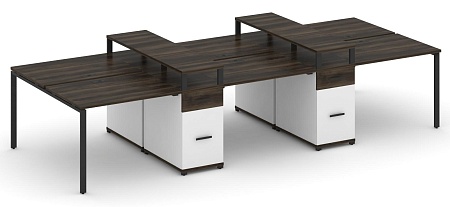 Рабочая станция на 6 мест с четыремя опорными тумбами CN.DRS-469 B/W