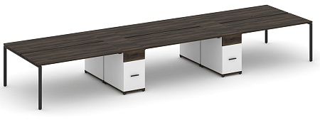 Рабочая станция на 6 мест с четыремя опорными тумбами CN.DRS-456 B/W