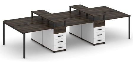 Рабочая станция на 6 мест с четыремя опорными тумбами CN.DRS-465 B/W