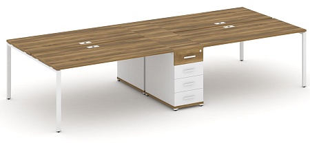 Рабочая станция на 4 места с двумя опорными тумбами CN.DRS-420 B/W