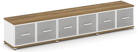 Шкаф три широкие секции, 1 ниша (6 фасадов стекло белое матовое в раме, 1 ниша) CN.STS-133 RM B/W