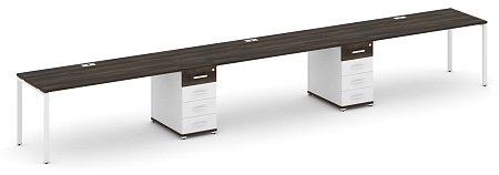 Рабочая станция на 3 места с двумя опорными тумбами CN.ORS-436 B/W