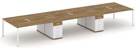 Рабочая станция на 6 мест с четыремя опорными тумбами CN.DRS-452 B/W