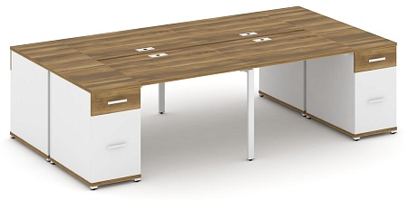 Рабочая станция на 4 места с двумя опорными тумбами CN.DRS-429 B/W
