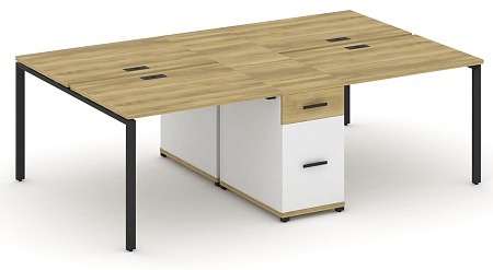 Рабочая станция на 4 места с двумя опорными тумбами CN.DRS-421 B/W