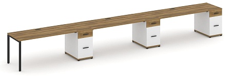 Рабочая станция на 3 места с тремя опорными тумбами CN.ORS-448 B/W