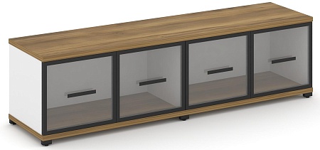 Шкаф две широкие секции, 1 ниша (4 фасада стекло прозрачное в раме, 1 ниша) CN.STS-123 RP B/W