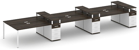 Рабочая станция на 6 мест с шестью опорными тумбами CN.DRS-476 B/W