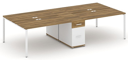 Рабочая станция на 4 места с двумя опорными тумбами CN.DRS-423 B/W